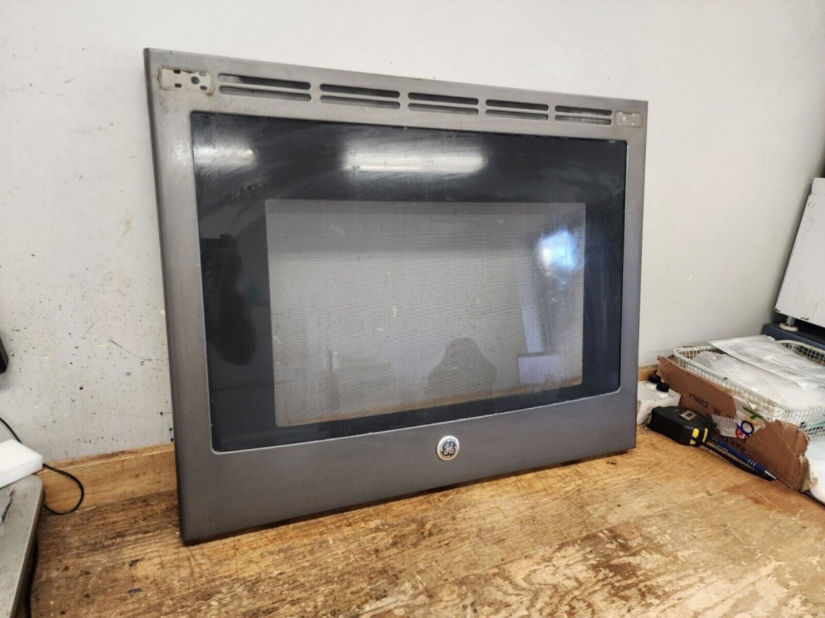 GE Outer Door Glass WB56X28581 BLACK STAINLESS DG129 - ApplianceSolutionsHub