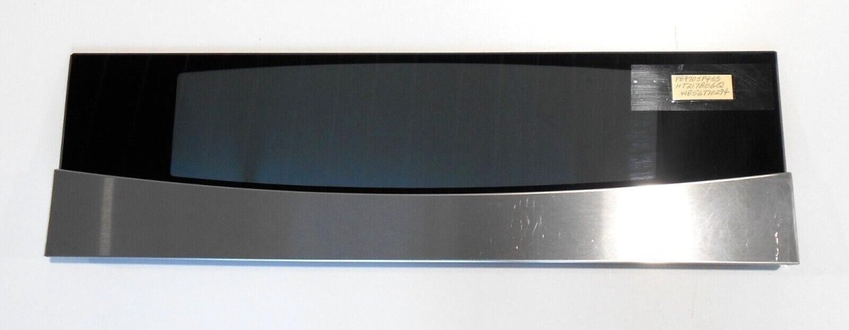 GE Range Upper Outer Door Glass WB56T10294 STAINLESS/BLACK DG213 - ApplianceSolutionsHub