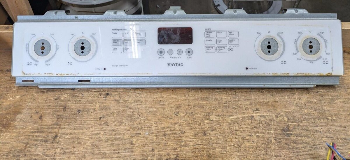 Maytag Range Control Panel White Part W10207496 W10207497 W10214549 - ApplianceSolutionsHub
