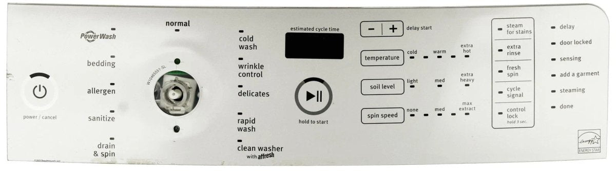Whirlpool Washer W10468516 Control Panel - ApplianceSolutionsHub