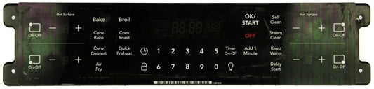 Frigidaire Range 5304524907 A12867303 Control Panel With Black Overlay - ApplianceSolutionsHub