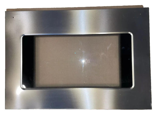 Frigidaire Wall Oven Front Outer Door Panel Glass Stainless with Black 318272166 - ApplianceSolutionsHub