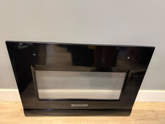 Kitchenaid Range Door Glass Black PART  9757102BL - ApplianceSolutionsHub