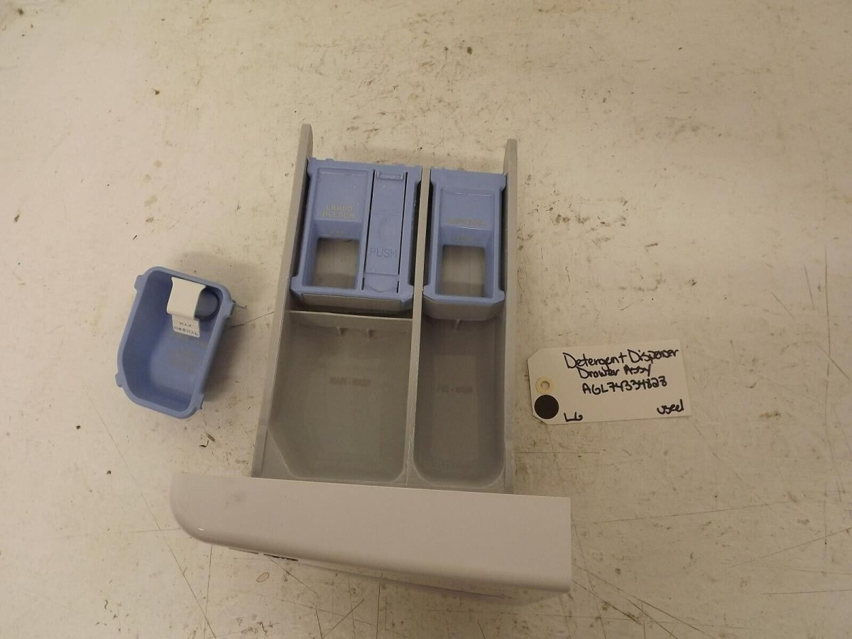 LG Washer AGL74334828 Detergent Dispenser Drawer Assy Used - ApplianceSolutionsHub