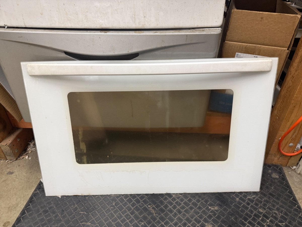 W10196876 WPW101968760 Whirlpool Range Oven Outer Door Glass Only White Used - ApplianceSolutionsHub