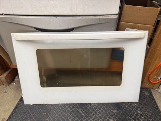 W10196876 WPW101968760 Whirlpool Range Oven Outer Door Glass Only White Used - ApplianceSolutionsHub