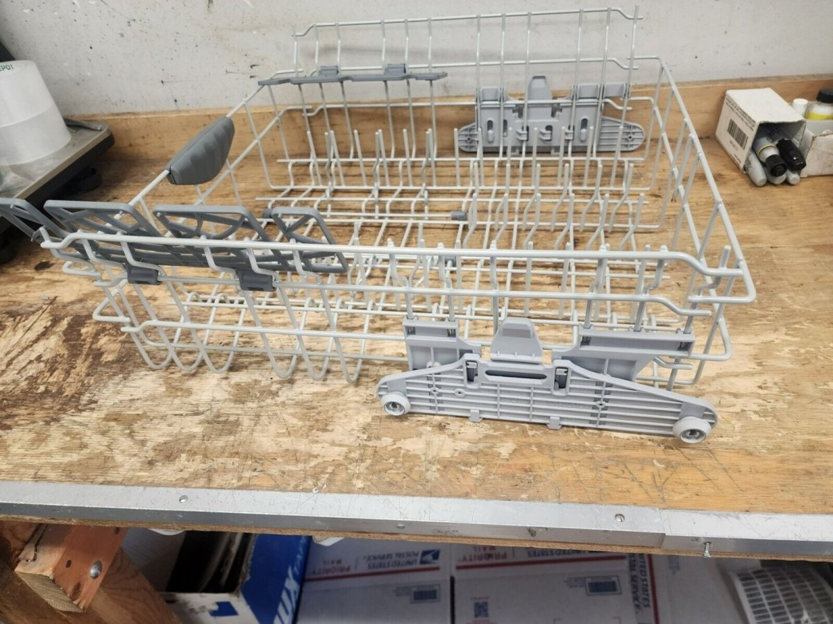 OEM Frigidaire Dishwasher Upper Dishrack w/Rollers, Arm # 154866602 # A01986801 - ApplianceSolutionsHub