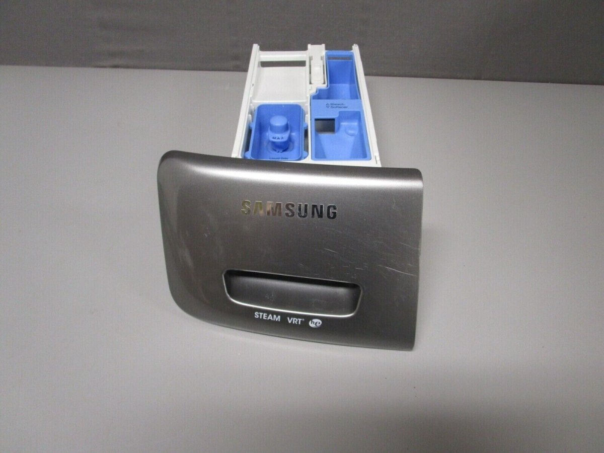 Samsung Washer Dispenser Drawer w/ Dark Gray Handle DC61-03915A DC97-18142B ASMN - ApplianceSolutionsHub