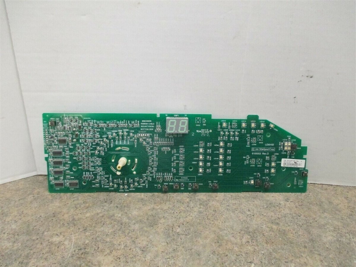 WHIRLPOOL DRYER DISPLAY BOARD (SCRATCHES) PART# W10298628 W10297395 REVA - ApplianceSolutionsHub