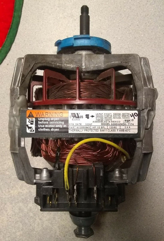 WHIRLPOOL DRYER MOTOR W10550943 100% TESTED FREE EXPEDITED SHIPPING  WARRANTY - ApplianceSolutionsHub