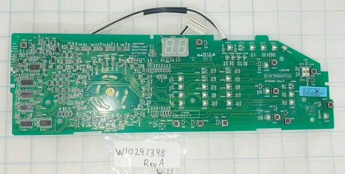 WHIRLPOOL WASHER PCB ASSEMBLY W10297398 REV A - ApplianceSolutionsHub